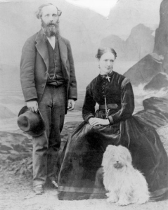 James and Katherine Clerk Maxwell, in 1869.  No word on whether he dropped the dog.  Via Wikipedia.